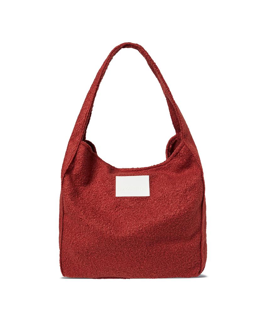 The Green Lab Boucle Wool Pouch Shoulder Bag Set [Coral Red]