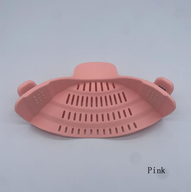 Silicone Kitchen Strainer Clip Pan Drain Rack Bowl Funnel Rice Pasta Vegetable Washing Colander Draining Excess Liquid Univers