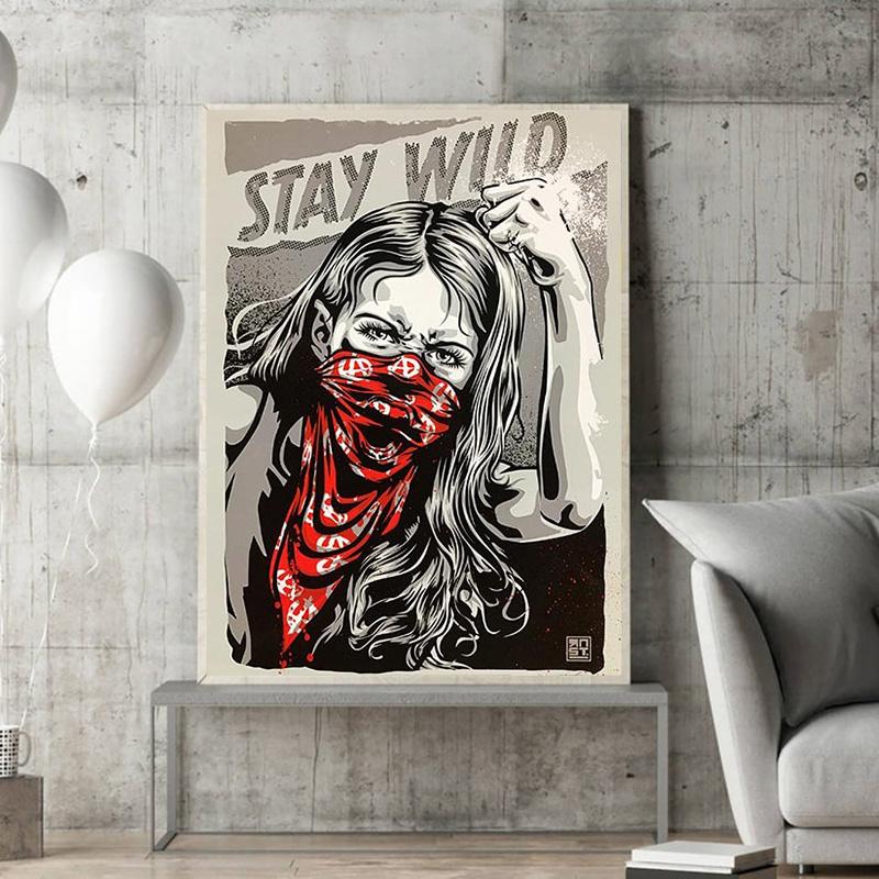 Street Graffiti Poster and Print Famous Artists RNST Works Canvas Painting Masked Cool Girl Boy Wall Art Picture Room Home Decor