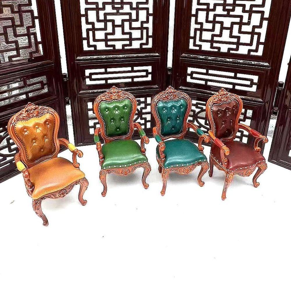 Chaises de Maison de Poupée Style Vintage Échelle 1/12 Chaise de Salle à Manger pour Poupée Meubles Miniatures Modèle de Scène