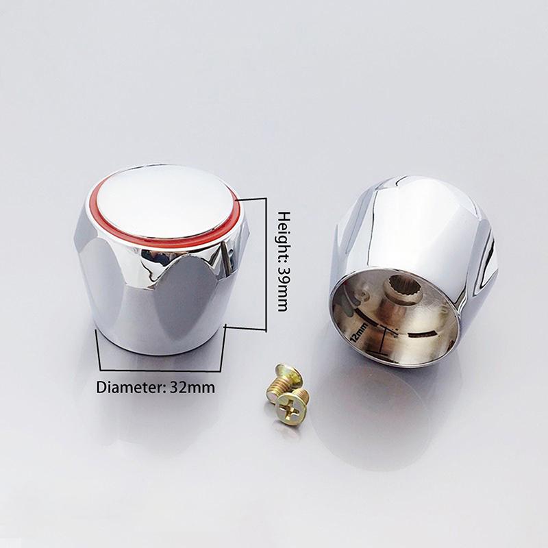 2Pcs Hot Cold Tap Top Head Faucet Cover Chrome Plated Replacement Set Kitchen Bathroom Faucet Handle Fixture Accessories