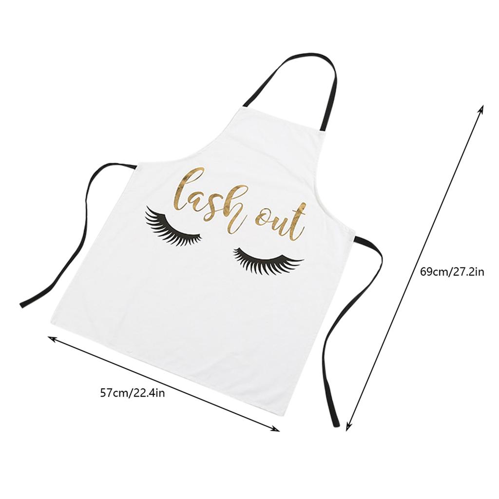 Eyelashes Gold Blocking Cooking Baking Apron for Home Kitchen Cafes White