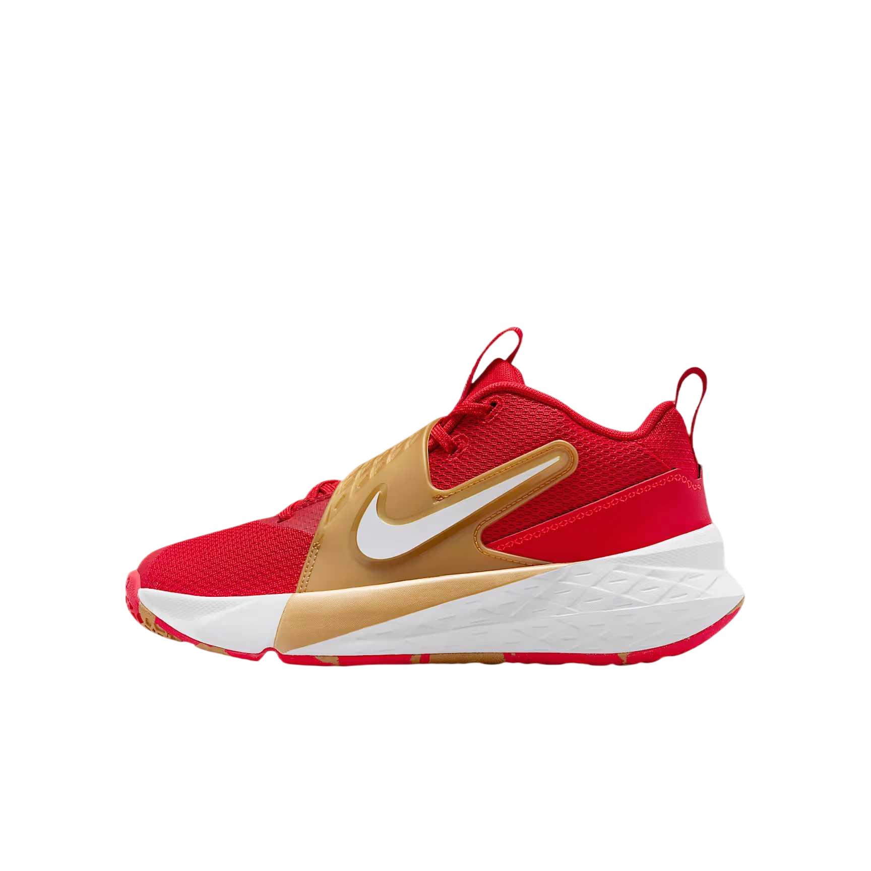 Nike Team Hustle D 12 GS University Red Kids Sneakers Metallic-Gold Bright-Crimson White HF6279-603 37.5