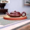 140ml Ancient Yixing Purple Clay Teapots Handmade Pine Flat Pot Raw Ore Purple Mud Kettle Chinese Zisha Tea Set Tableware Craft