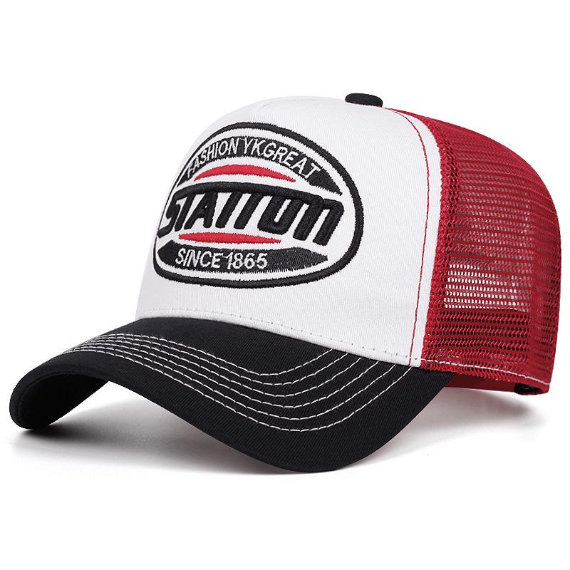 New Style Unisex Baseball Cap Classic STATION Letter Pattern Mesh Cap Men and Women Breathable Streetwear Summer Trucker Hat