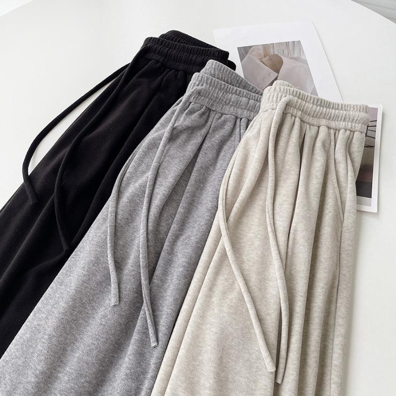 Autumn new towel pants, thin wide-leg trousers, elastic high-waisted straight drape casual trousers, women's lazy style