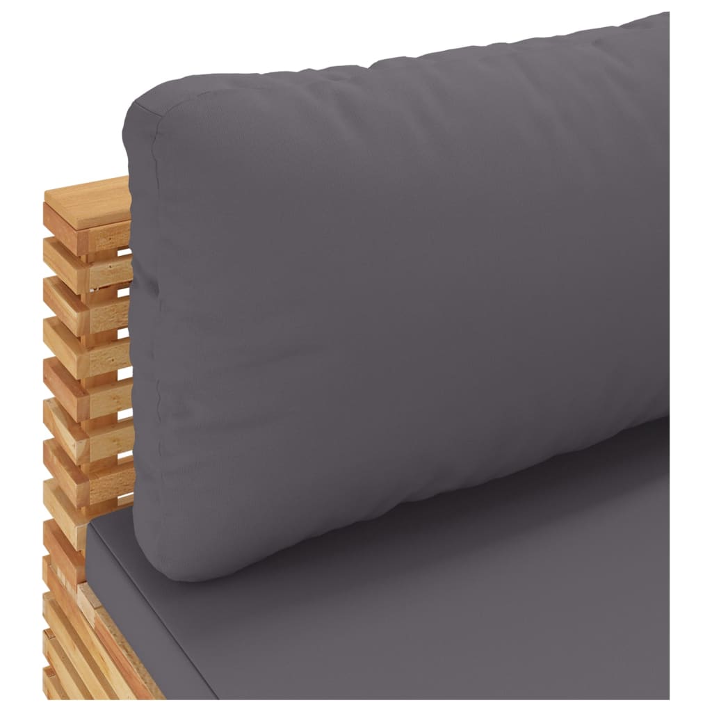 Garden Center Sofa with Dark Grey Cushions Solid Teak Wood