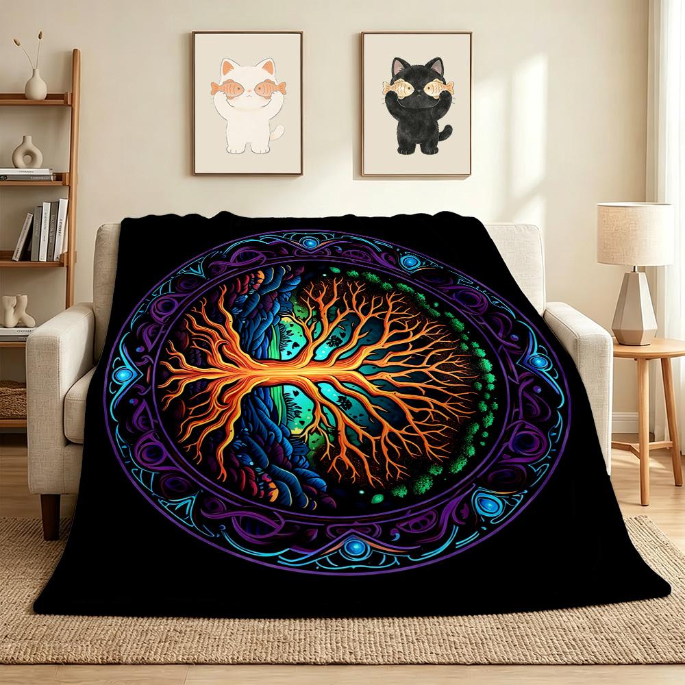 Tree Life Flannel Blanket Throw Blanket Soft Warm Sofa Bed Camping home Decor Unique Christmas Gift C9261024