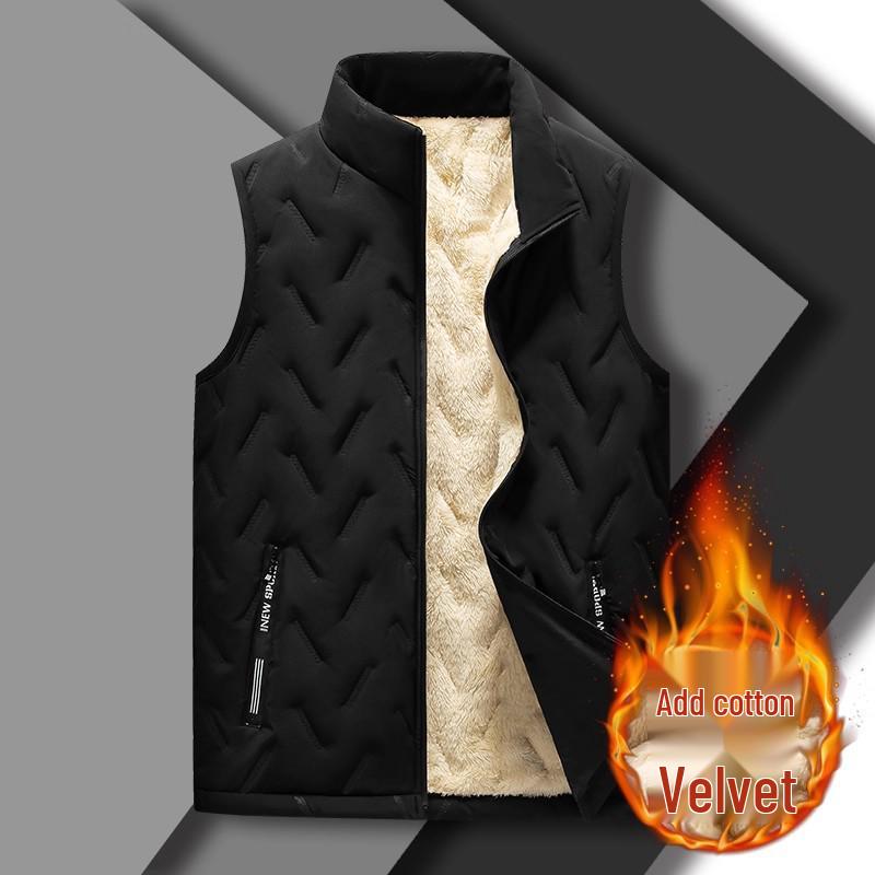 Men's Warm Lambswool Vest - Windproof, Thickened Cotton Jacket for Autumn & Winter