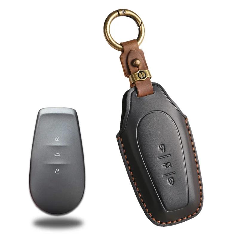 Styling Mouldings Leather Car Key Case for Nissan N7 2025 N7pro N7max Remote Protection Cover Bag Shell Keychain Housing Holder