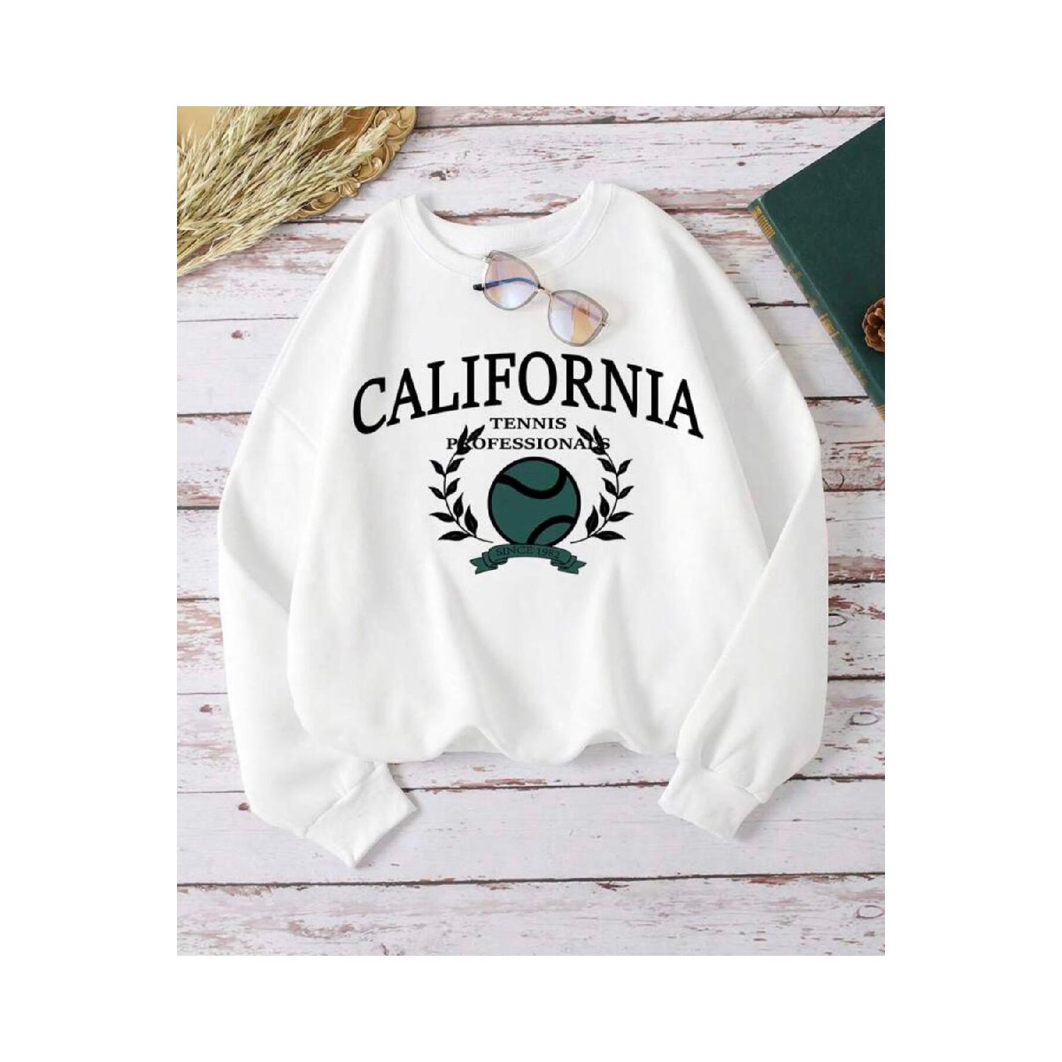 

Толстовка из флиса с капюшоном и принтом унисекс California Tennis Professional S белый
