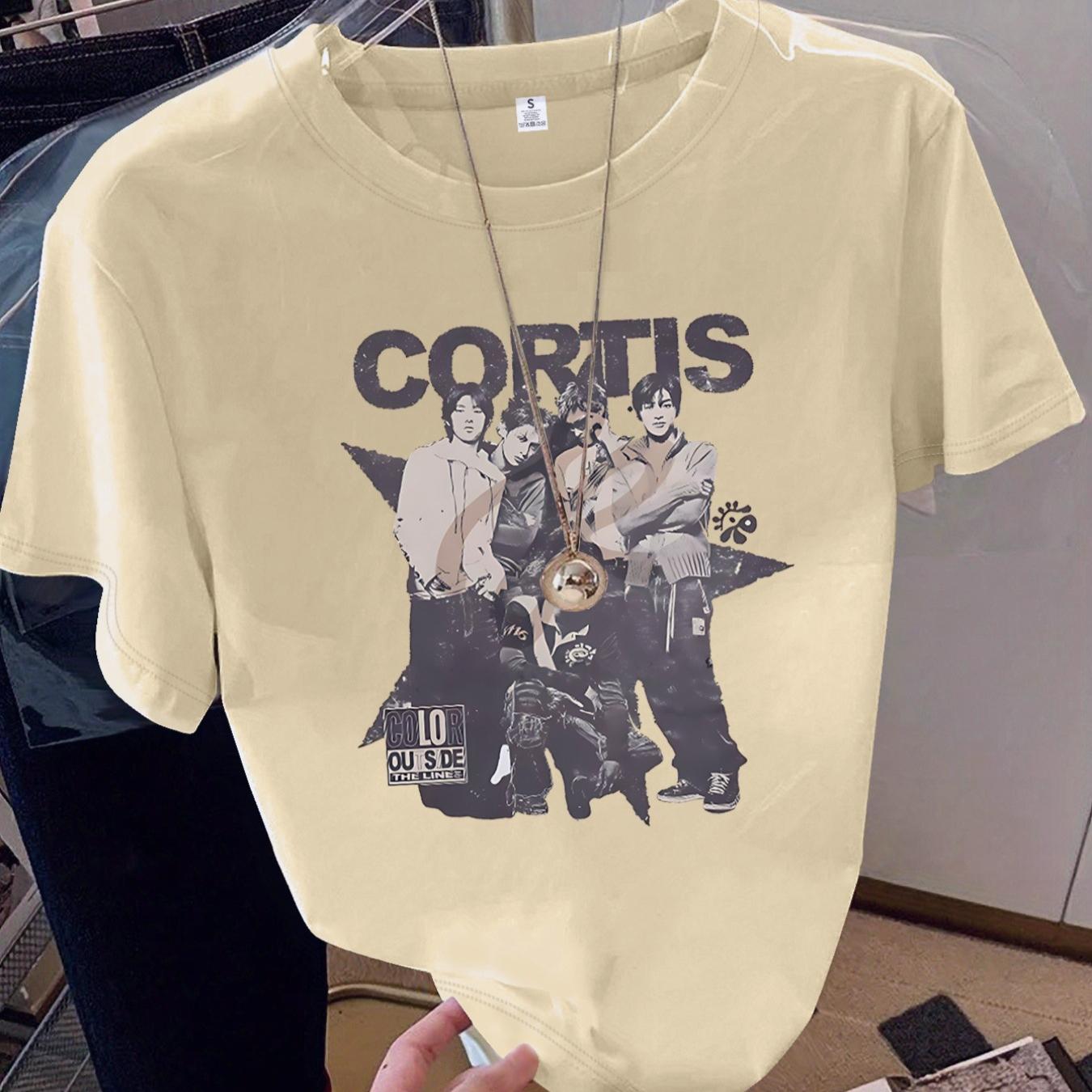 

2026 CORTIS Summer Fashion Trendy Tee Men Women Vintage Top Womens Fashion Printed T Shirt Band Print Vintage XL коричневий