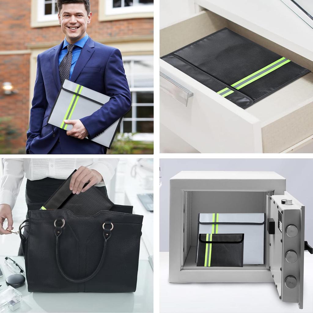 Fireproof Collection Zippered with Reflective Disaster Preparedness Storage Document Storage Valuables for Home and Office Use ELECTRO-WEIDEWORLD Bag,
