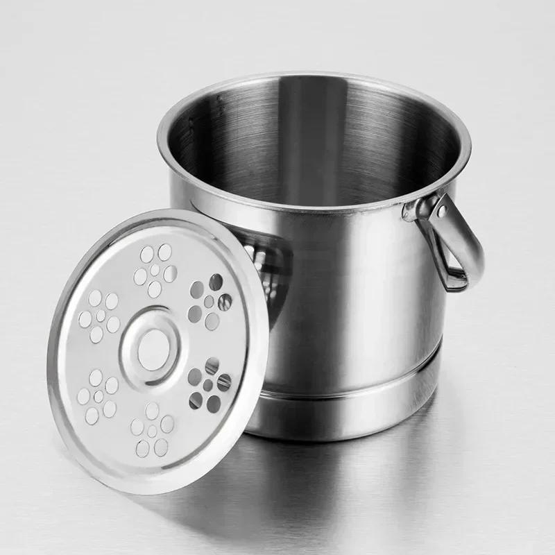 1L/3L/5L Stainless Steel Ice Bucket Portable Ice Chiller Cooler with Comfortable Handle Two-ear Ice Bucket Bar Wine Tooling