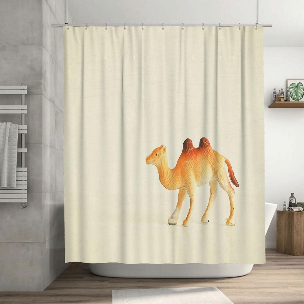 unframed Camel Shower Curtain Desert Animal Pattern Bathroom Decor Vintage Western Theme Washable Fabric Backdrop