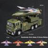 Scale 1:32 UAV Launch Tank Transport Model Car Toy Music Light Pull Back Doors Opened Military Vehicles Models for Kids Trucks