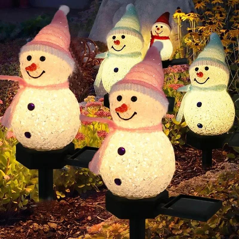 2/1PCS Solar Christmas Snowman Ground Plug-In Lights Outdoor Indoor Villa Lawn Garden Decorative Atmosphere Led Lights