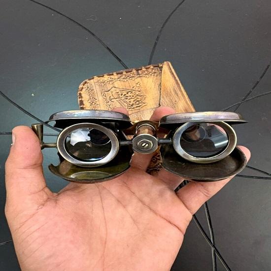 Pirinç Dürbün Katlanır Tek Gözlü Denizcilik Macera Teleskobu El Yapımı Deri Kutuda Koleksiyonluk Hediye Onun ve Onun İçin