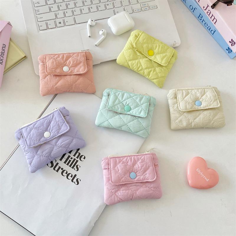 Quilted rhombus grid change bag snap card bag storage bag certificate bank card multi-function finishing small bag