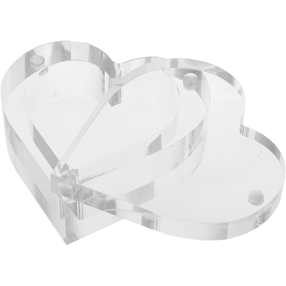 SOESFOUFU Clear Heart Ring Display Box Single Slot Ring Holder Small Jewelry Storage Case for Car...