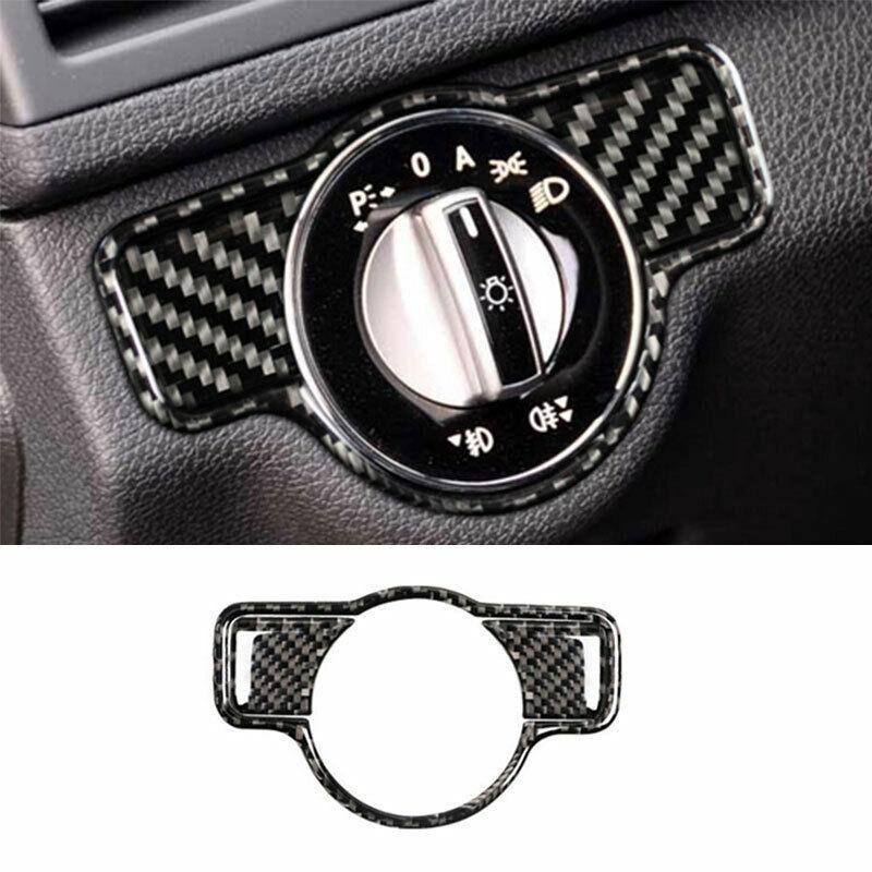 Real Carbon Fiber Headlight Lamp Switch Button Cover For Benz C-Class 2007-14