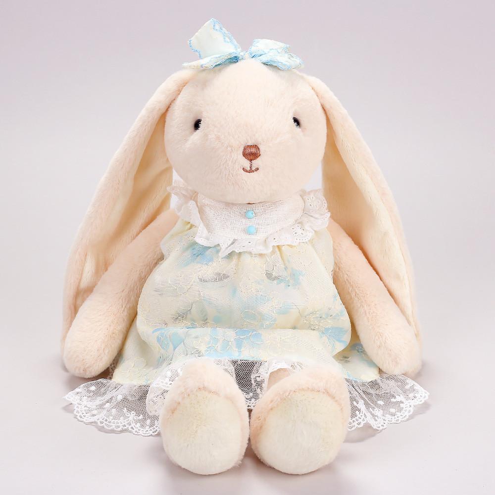 Plush Bunny Doll With Dress For Kids Safe Soft Polyester Toy Gift