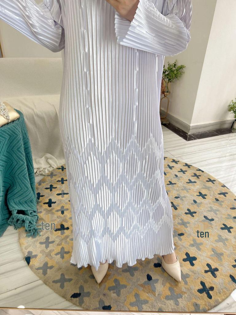 2022 Loriya Pleated Long Dress, European & Middle Eastern Style, Dubai Robe LR520