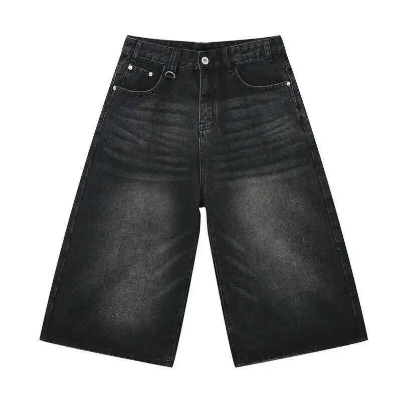 STREETRICH Korean Style Vintage Men's Jeans Summer Loose Male Wide Leg Knee Length Shorts New Washed Fashion Short Denim Pants