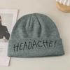 Autumn and winter large elastic fine knitted hat soft casual men's and women's embroidered letter wool hat trendy warm ear protection cold hat