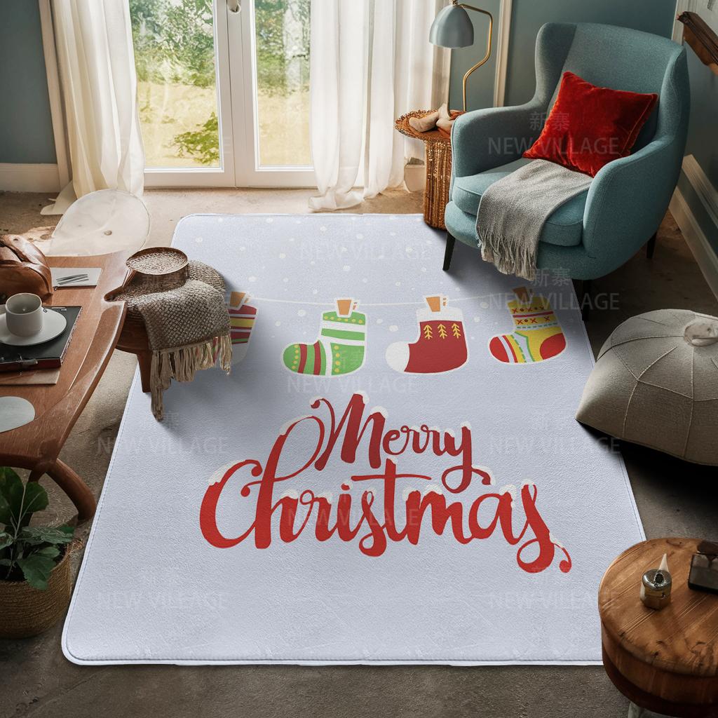 House Entrance Carpet Home Door Mat Living Room Bath Foot Bathroom Non-slip Water Absorption Rugs Bath Merry Christmas Winter