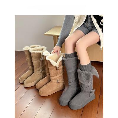 Two Wear Belt Buckle Fashion Snow Boots Thick-soled Piled Thickened Cotton Shoes Long Tube Northeast Warm Boots