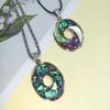 Shell Inlay Geometric Pendant Necklace With Diy Charm For Fashion Enthusiasts