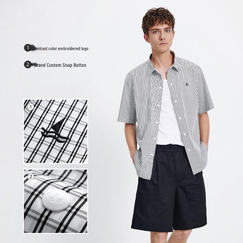 Navigare Men's 2026 Summer Loose Plaid Cotton Shirt