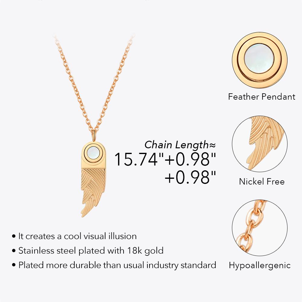 ENFASHION Para Mujer Feather Pendants Necklace For Women Collares Wing 18K Gold Plated Stainless Steel Fashion Jewelry PF193012