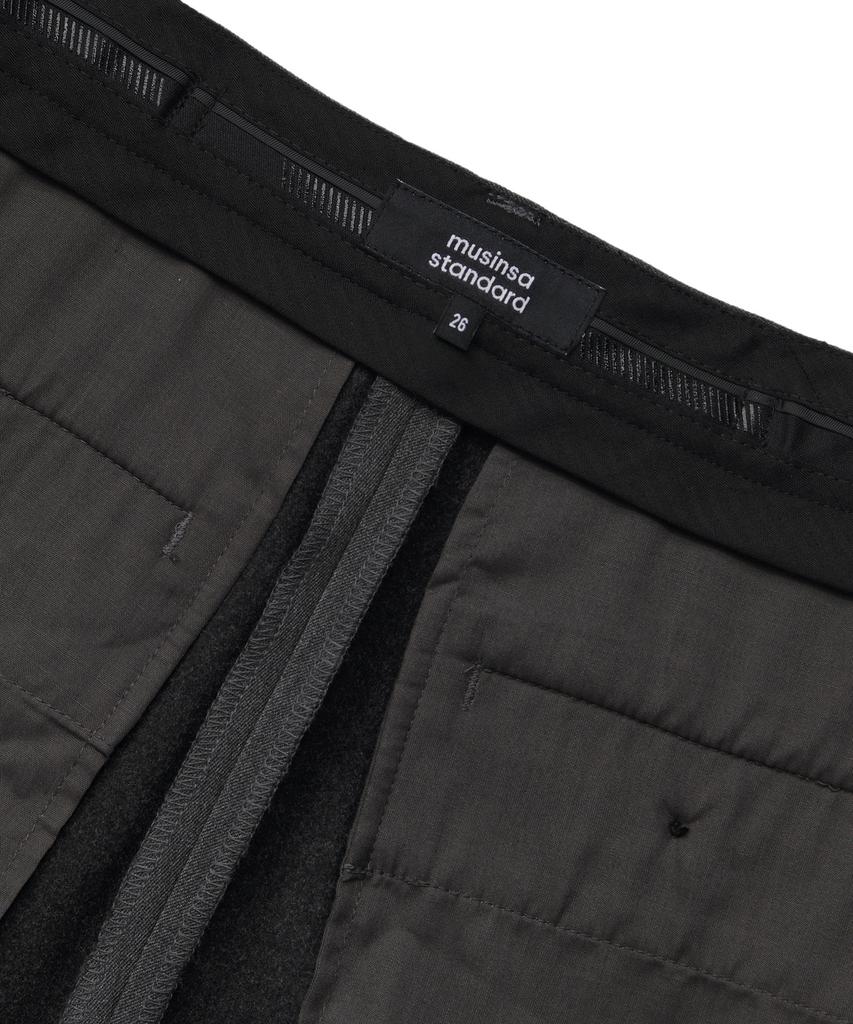 MUSINSA STANDARD WOMAN Women'S Heavyweight Fleece-Lined Straight Hidden Elastic Waist Slacks [Medium Gray]