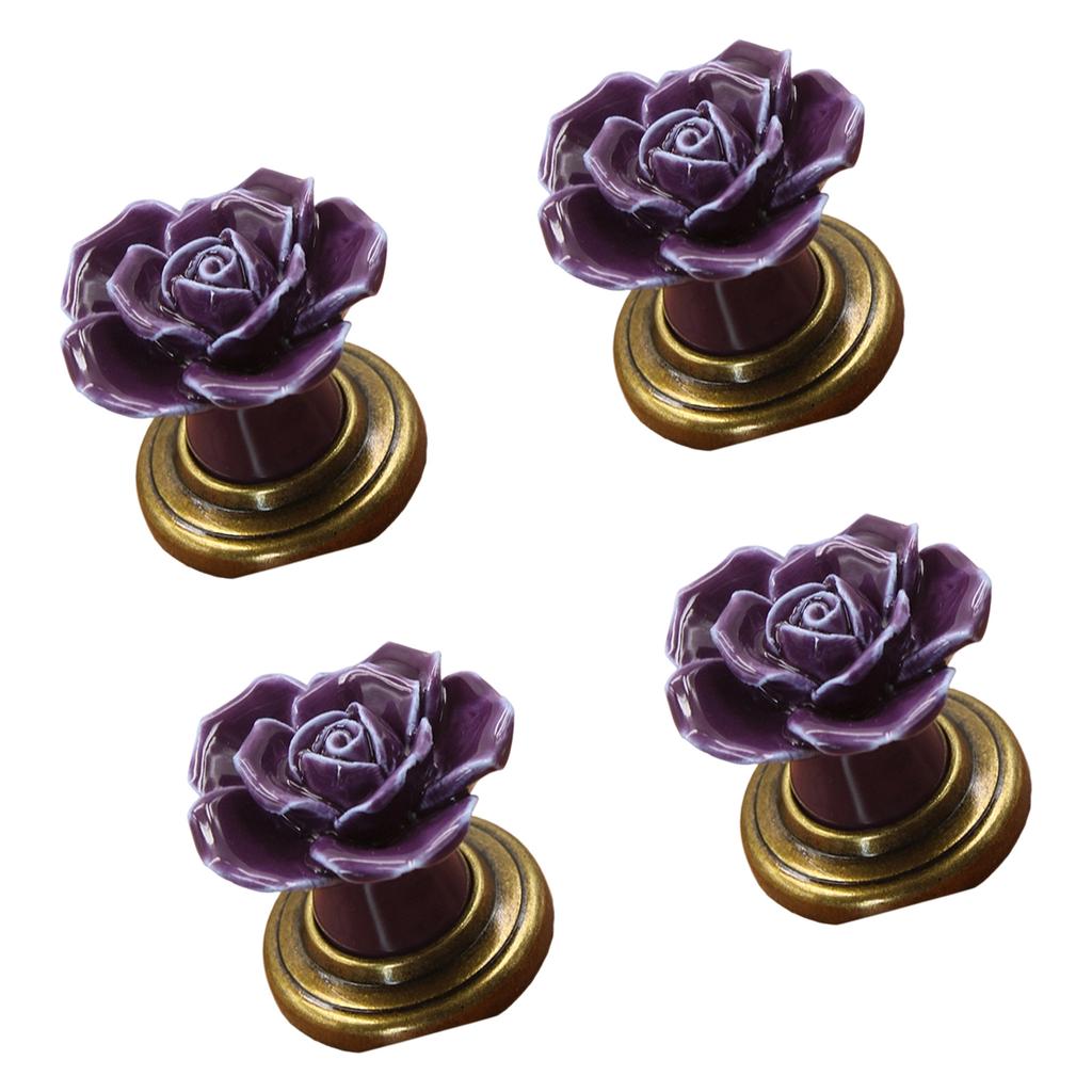 4 Stück Elegante Florale Keramik Schrankknöpfe mit Zinklegierungsschrauben für Möbel Kleiderschrank Kommode Schubladengriffe Verwendung