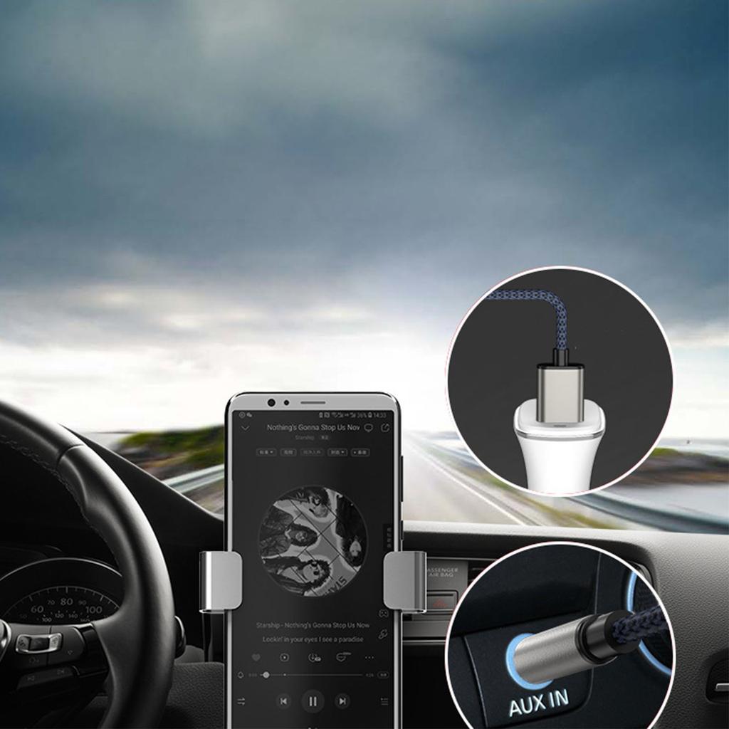 120cm/3.9ft Type-C Cable 3.5mm AUX Cord Line 2 In 1 Audio Charging Cable Supports for Car Stereo/Speakers/Headset