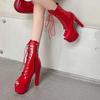 Women's high-heeled cool boots, sexy European and American style waterproof platform thick heel large size fish mouth shoes