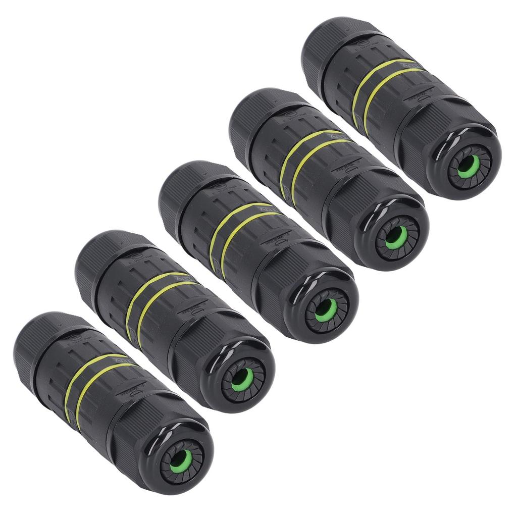 5PCS IP68 Waterproof Connector 3 Pin Straight Through Outdoor Power Connector for 9‑12mm