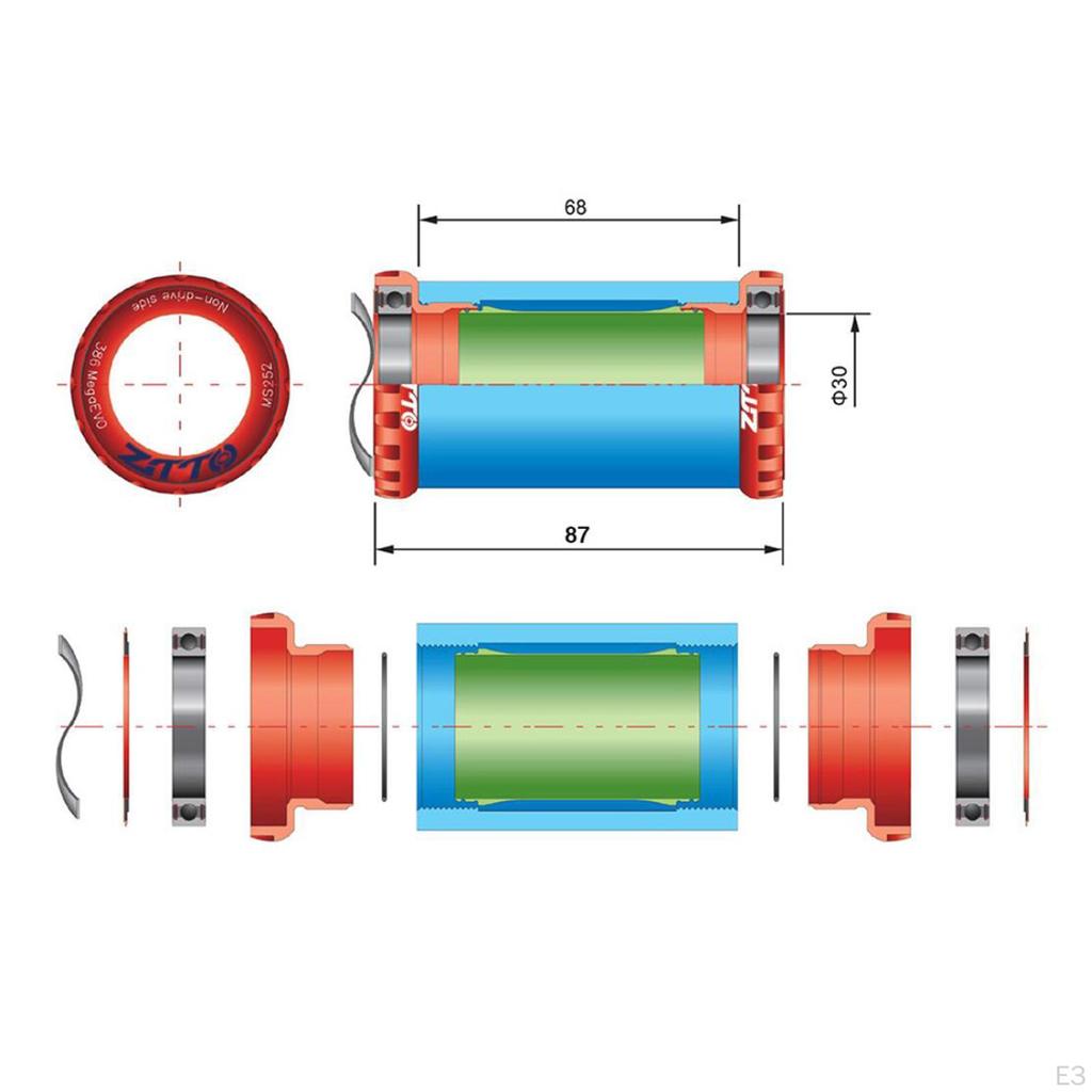 External Bearing Bottom Brackets BB for BB386 Crankset 30mm