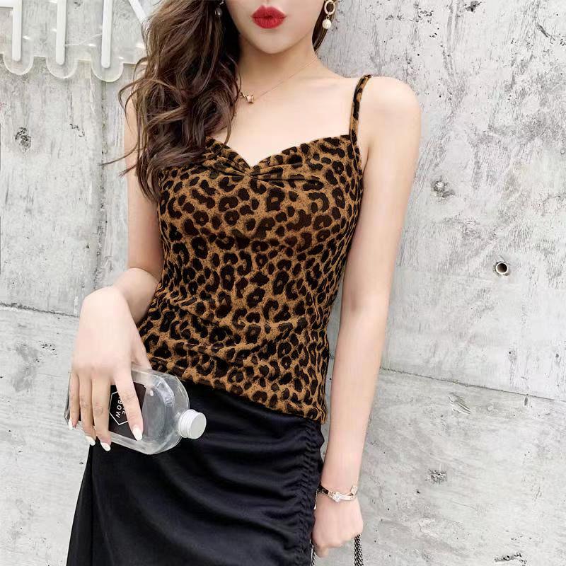 2026 Leopard Print Small Women's Camisole: Sexy, Sleeveless, Stylish Outerwear Top for Summer