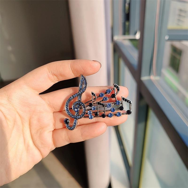 Brooch High-End Niche Corsage High-End Versatile Music Note Rhinestone Clothing Alloy Pin Creative Accessories