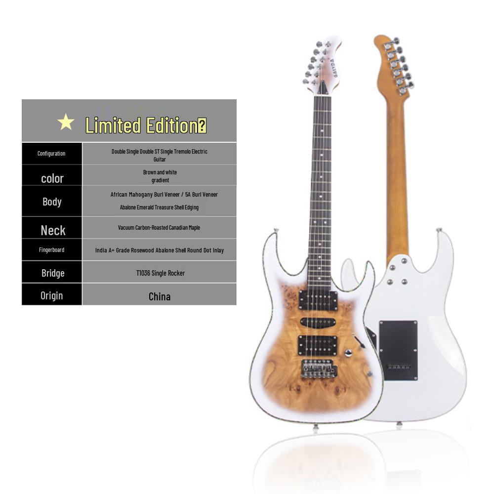 Entry-Level Rock Electric Guitar with Solid Wood & Carbonized Neck