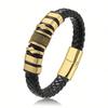 European and American Men's Personalized Leather Bracelet, Black Leather Stainless Steel Men's Jewelry Bracelet