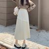 Black Knit Skirt Female Autumn and Winter High Waist A-line Skirt Long Slim Irregular Pleated Skirt