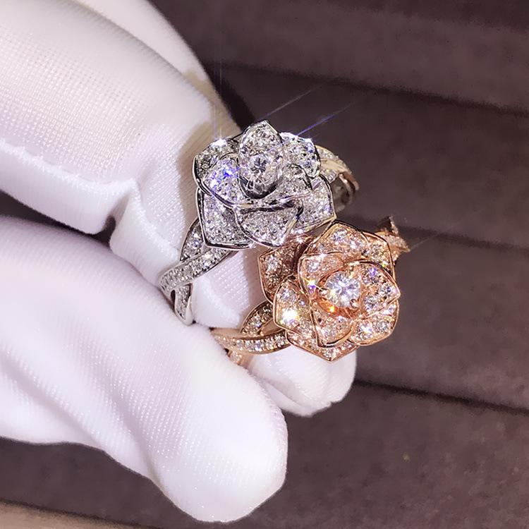 18K Rose Gold Simulated Diamond Wedding Ring for Women
