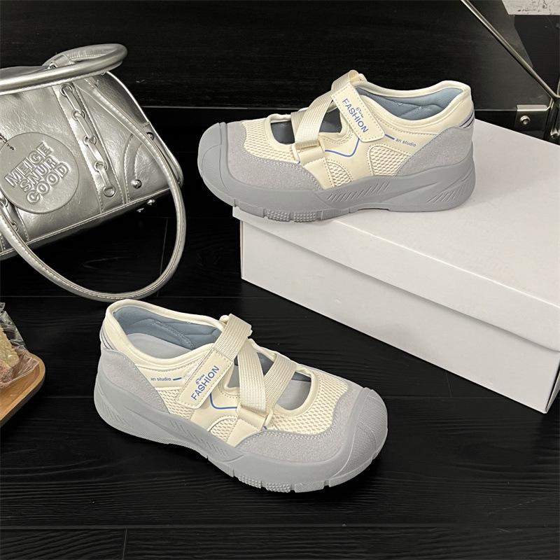 2025 new Velcro ugly cute big head shoes female Mary Jane summer new platform sports casual dad board shoes cool