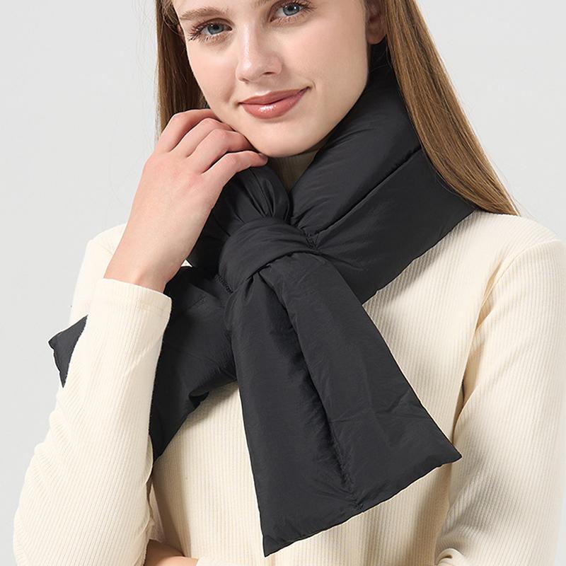 Autumn Winter Down Scarf For Women Girls Soft Cross Solid Colors Waterproof Plush Scarves Lady Warmer Neck Protection