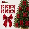 20cm Christmas Bow Ornaments Set Of 10 PU Hanging Decorations Tree Home Holiday Party Decor