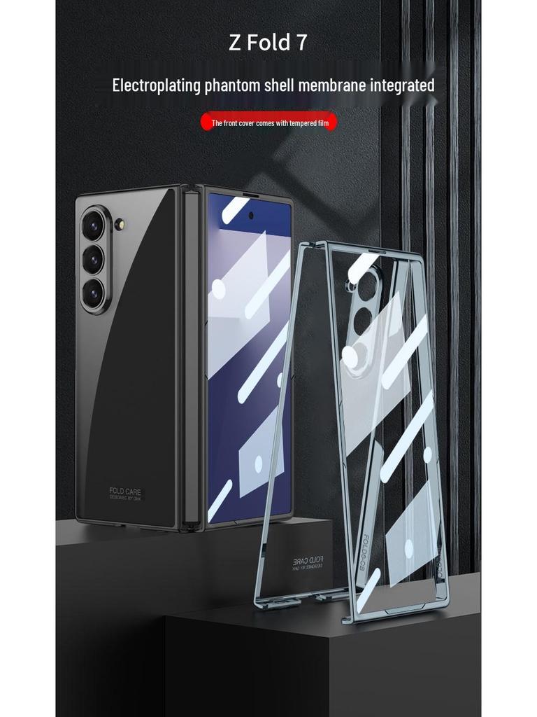 Samsung Z Fold7 Transparent Electroplated Hard Shell Case - Precision-Cut Protective Folding Design